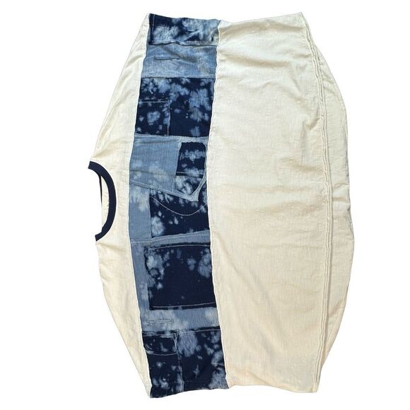 WE THE FREE Free People Patched Up White & Blue T Shirt Size Medium - Picture 10 of 13